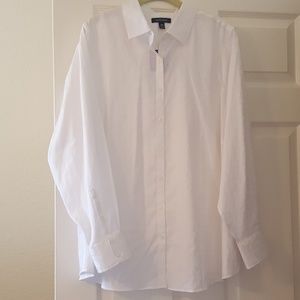 No iron white jacquard  tunic shirt